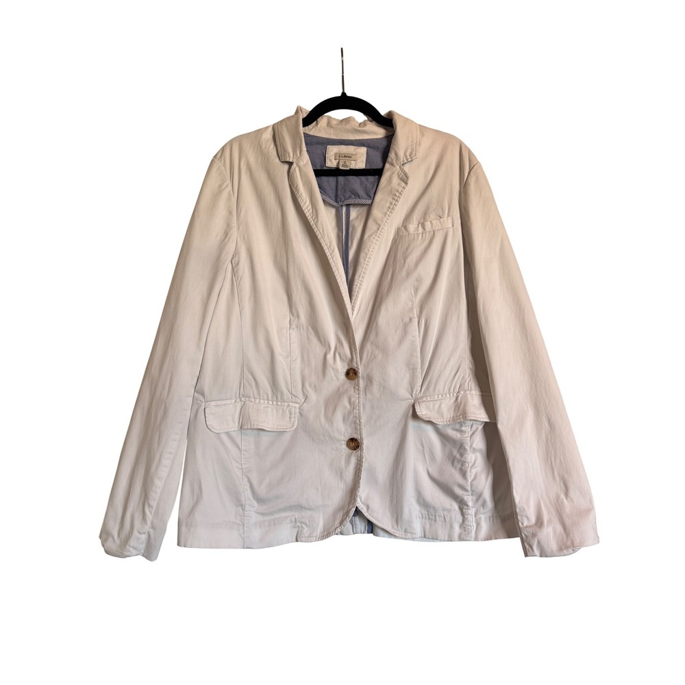 Coastal‎ Preppy LL Bean Womens White Cotton Blend Blazer Jacket 501215 Size XL